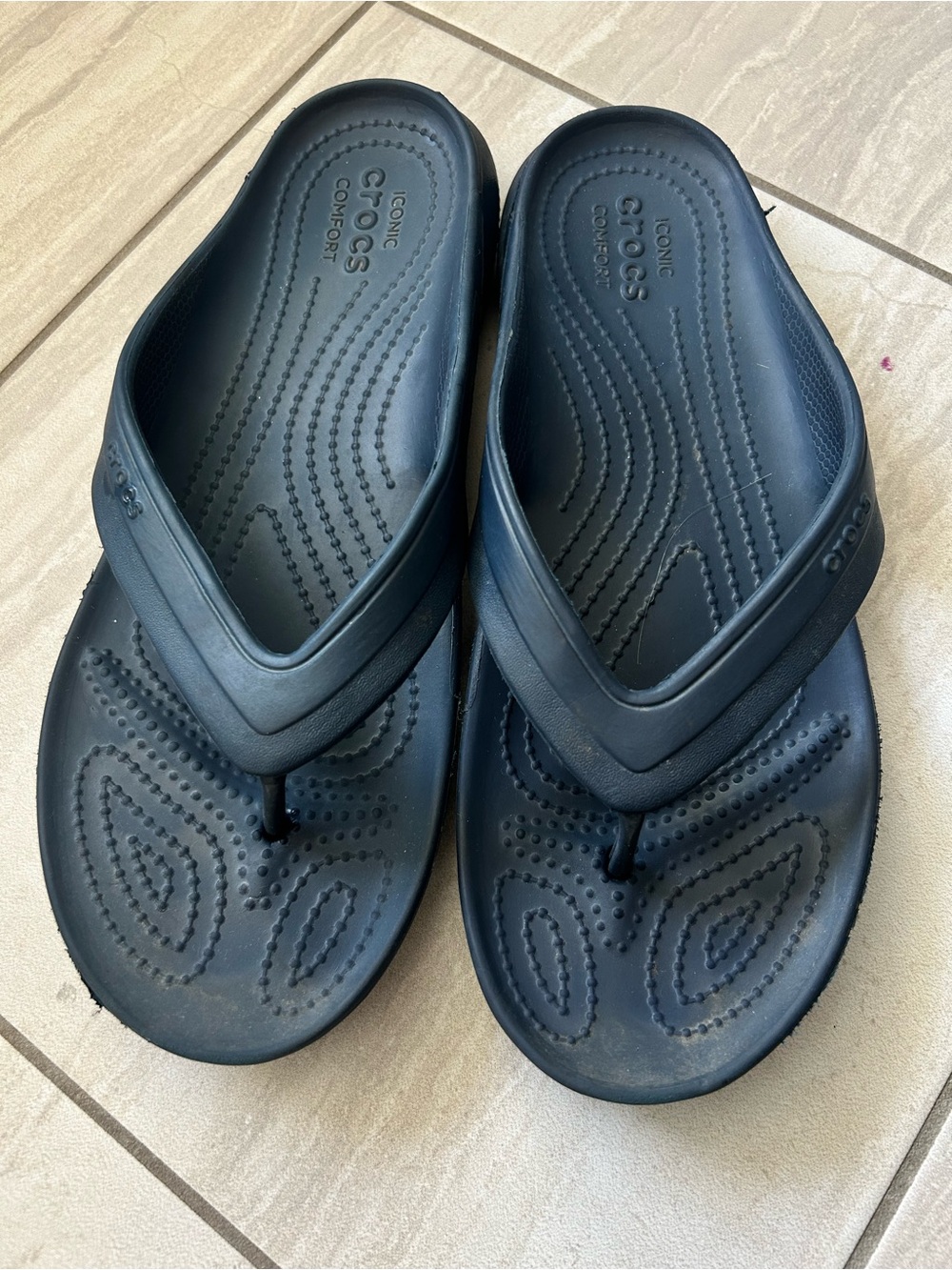Crocs iconic comfort navy blue Flip Flop Sandals  M8 W10